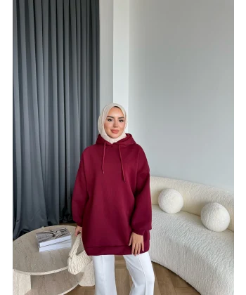 Lidya 3 İplik Sweat - Bordo