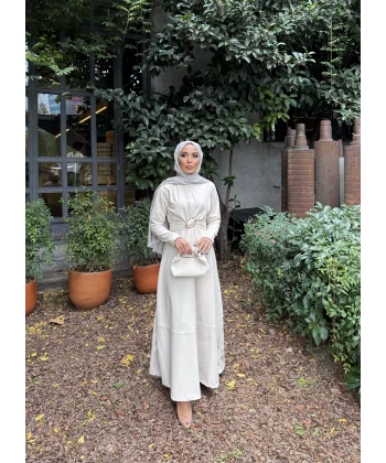 Lolita Deri Elbise - Bej