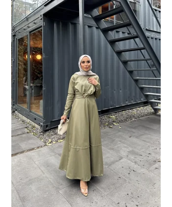 Lolita Deri Elbise - Haki