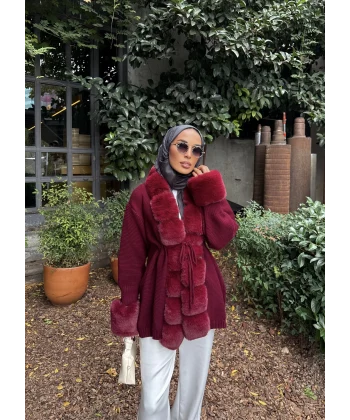 Luella Kürk Detaylı Hırka - Bordo