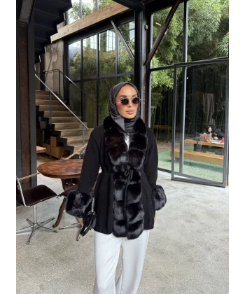 Luella Kürk Detaylı Hırka - Siyah