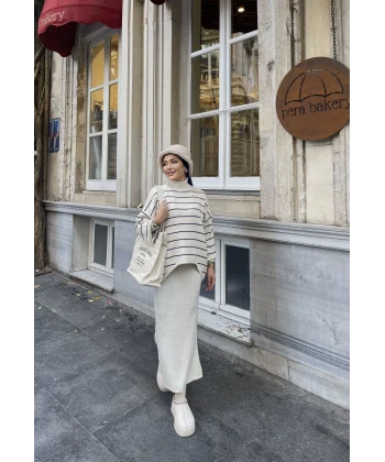 Mella Kazak Detaylı Jile Takım - Beyaz