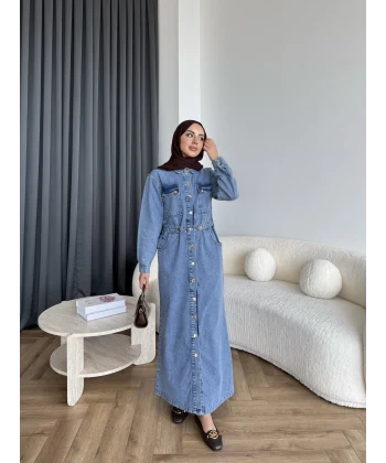 Melsa Kot Elbise - Açık Mavi