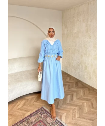 Milsa Lastikli Elbise - Mavi