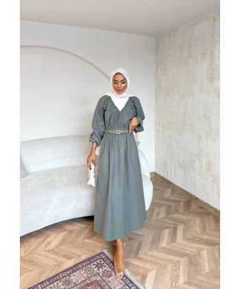 Milsa Lastikli Elbise - Yeşil