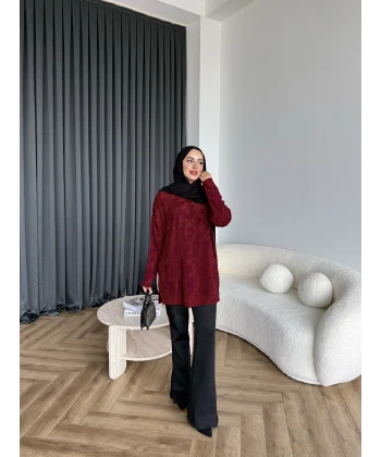 Miya Desenli Kazak - Bordo