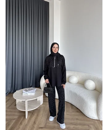 Neva Taşlı Oysh Takım - Siyah