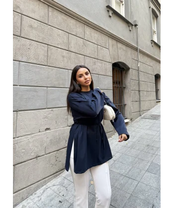 Nüha Yırtmaçlı Sweatshırt - Lacivert