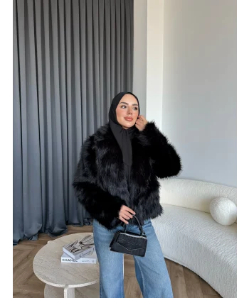 Olesa Kürk Mont - Siyah