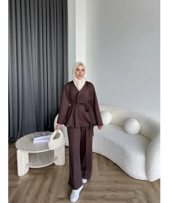 Oliva Yan Bağlamalı Scuba Takım - Kahve