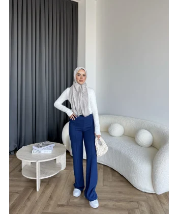 Oysh Kumaş Pantolon - Lacivert