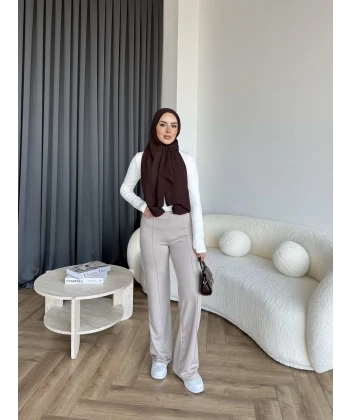 Oysh Kumaş Pantolon - Vizon