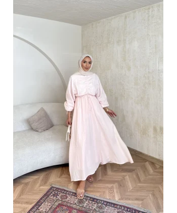 Palüde Müslin Elbise - Pembe