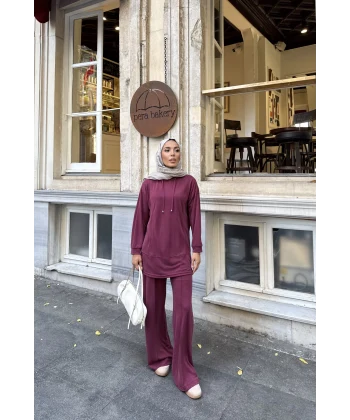 Pamira Kapşonlu Oysh Takım - Bordo