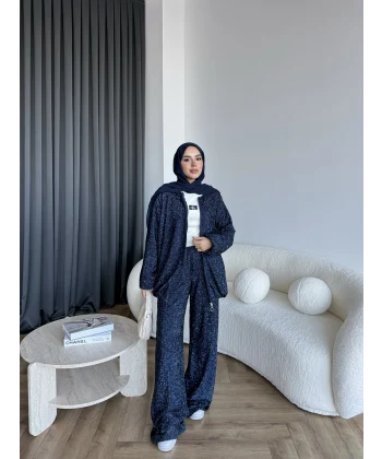 Parıltı Bomber İkili Takım - Lacivert