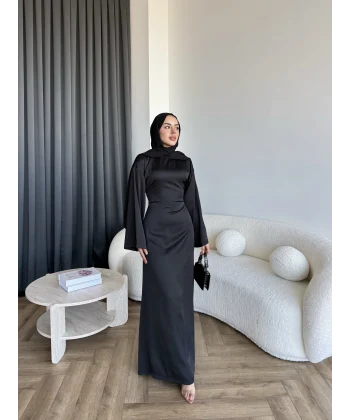 Pln- Aslıhan Saten Elbise - Siyah