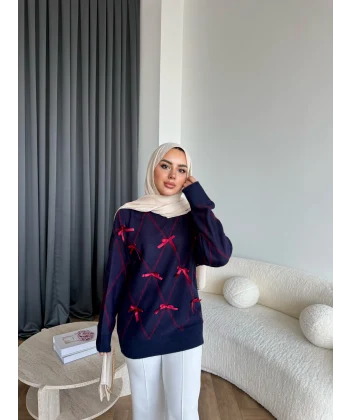 Pls-Kurdele Detay Triko Kazak - Lacivert