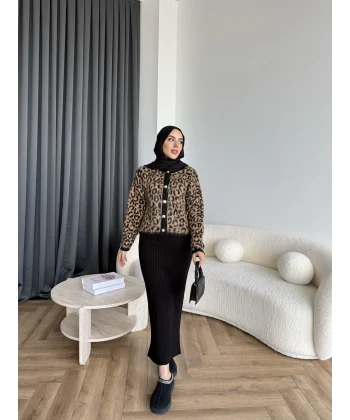 Pls-Leopar Jile Elbise - Camel