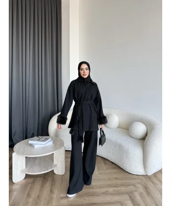 Rorys Kürk Detaylı Takım - Siyah