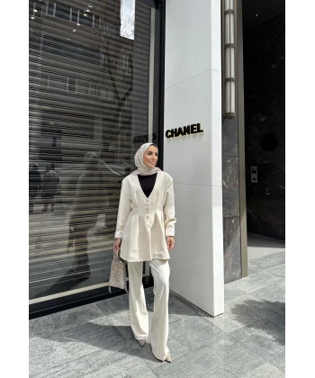 Rüvi Pantololu Takım - Beyaz