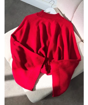 Sany Balon Kol Kazak - Kırmızı