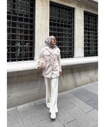 Seln Tüylü Yelek - Bej