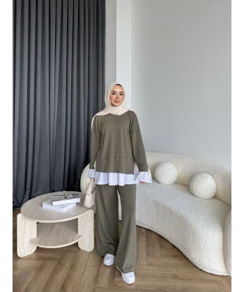 Seren Gömlek Detaylı Oysh Takım - Yeşil