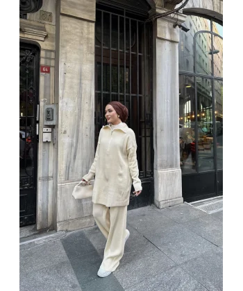 Sina Fermuarlı Takım - Bej