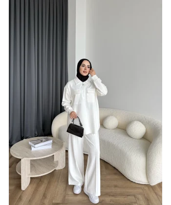 Sude Cepli Oysh Takım - Beyaz