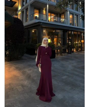 Sue Tasarım Elbise - Bordo