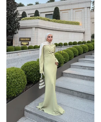 Sue Tasarım Elbise - Yağ Yeşili