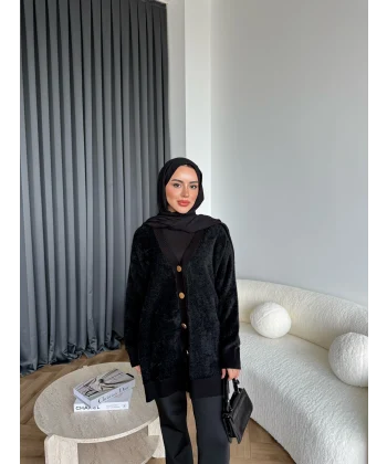 Viona Tüylü Hırka - Siyah