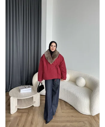 Wilma Kürk Detaylı Mont - Bordo