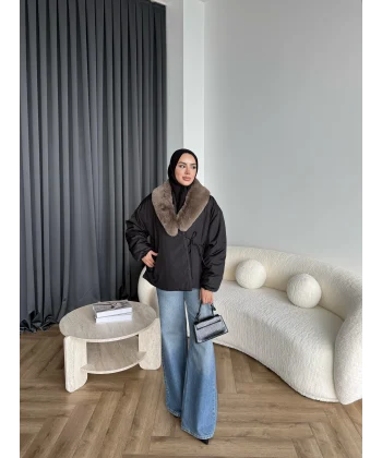 Wilma Kürk Detaylı Mont - Siyah