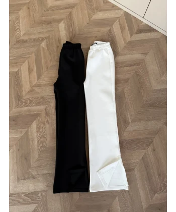 Yanı Kesik Paça Scuba Pantolon - Beyaz