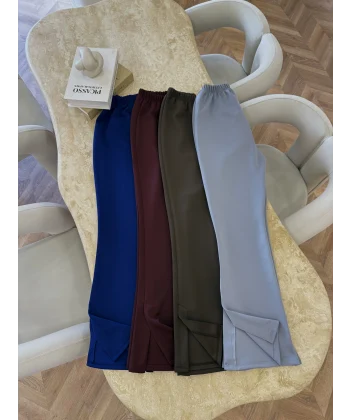 Yanı Kesik Paça Scuba Pantolon - Lacivert