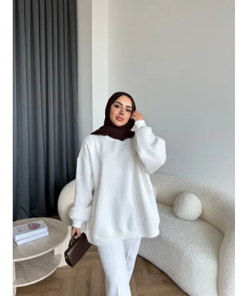 Yds-Oversize 3 İplik Sweat - Beyaz