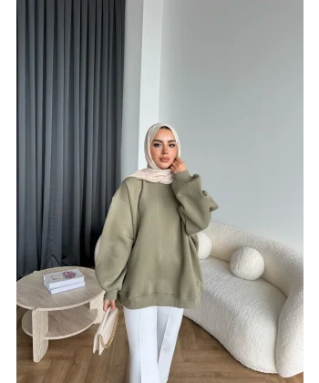 Yds-Oversize 3 İplik Sweat - Yeşil