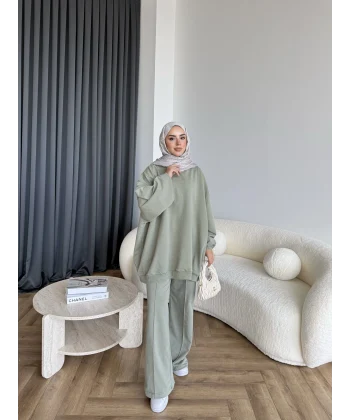 Yıkamalı Eşofman Takım - Yeşil