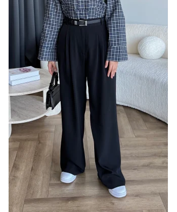 Zeyns Kumaş Palazzo Pantolon - Siyah