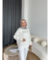 1-Muadil Taşlı Sweat - Beyaz