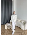 1-Muadil Taşlı Sweat - Beyaz