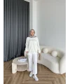 1-Muadil Taşlı Sweat - Beyaz