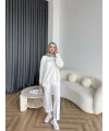 1-Muadil Taşlı Sweat - Beyaz