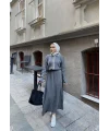 Dahsen Düğmeli Triko Elbise - Gri