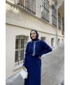 Dahsen Düğmeli Triko Elbise - Lacivert