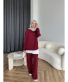 Derla Taş Detaylı Eşofman Takım - Bordo