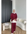 Derla Taş Detaylı Eşofman Takım - Bordo