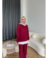 Derla Taş Detaylı Eşofman Takım - Bordo