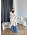 Dökümlü Trençkot - Bej